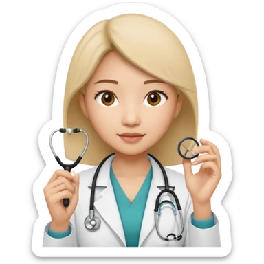 asian woman doctor with stethoscope removal sticker