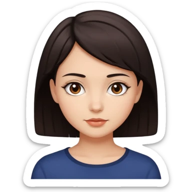 Pretty girl, dark brown short hair, dark brown eyes sticker