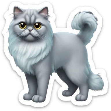 full body grey Persian cat with black ears and aqua blue eyes sticker