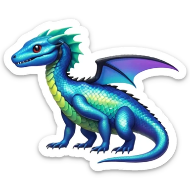 Shiny Iridescent Aurorus-Helioptile-Salandit-Fakémon-hybrid-creature (full body)  sticker