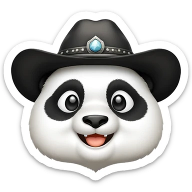 A panda head whit cowboy hat sticker