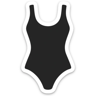 flat vector black and white one piece swimsuit isolated sticker