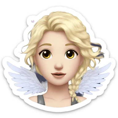 Ethereal galaxy constellation girl blonde hair angel raven wings black wings arrow sticker