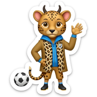 Une biche avec un manteau léopard entrain de jouer au foot sticker