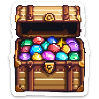 Premium treasure chest overflowing with pixel gems and special member flag sticker