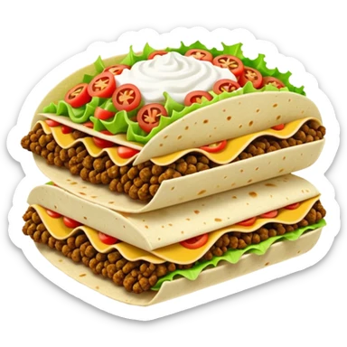 layered taco with stacked shells and fillings sticker