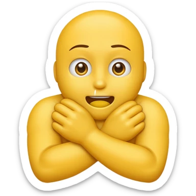 yellow emoji hands choking itself, tight around the neck aggressively  sticker