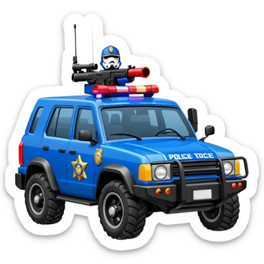 Well armed rugged Imperial Shock Troopers police car off road interceptor from hell sticker