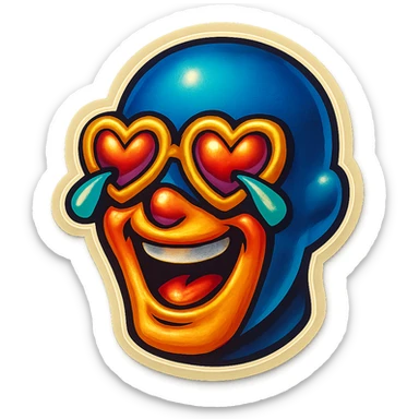 superhero head, coffee creature, heart glasses, laughing with tears in eyes sticker