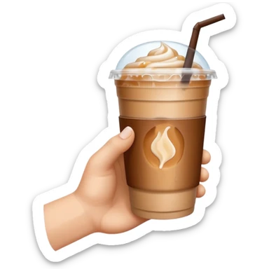 a white hand holding an iced coffee but just the hand and the cup, no faces sticker