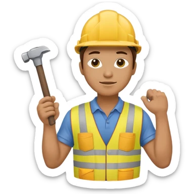 mach mir einen bauarbeiter von hinten der die rechte hand gehoben hat mit einem hammer drinnen sticker