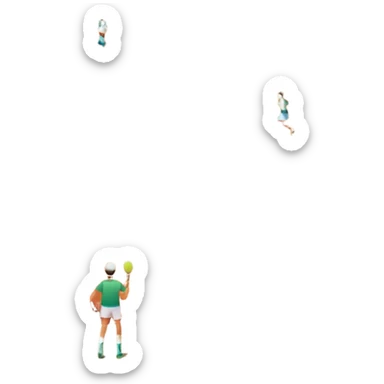 A tennis court at the Roland Garros tournament, with the iconic clay surface and a tennis ball bouncing near the net. The scene evokes the energy and excitement of the grand event, with vibrant crowds in the stands and a competitive atmosphere. sticker