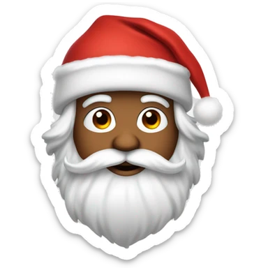 “An adorable Santa with a red suit, fluffy white beard, rosy cheeks, big eyes, and a red hat with a white pom-pom réaliste  sticker