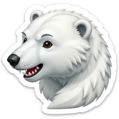 Polar bear with a wolf’s tail, thick neck fur, and short saber fangs sticker