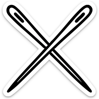 minimalistic icon of an X shaped like a sewing needle sticker
