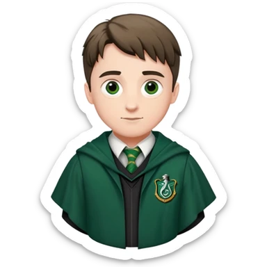 Scott Fern is Adrian Pucey  in harry potter, wear hogwarts slytherin uniform sticker