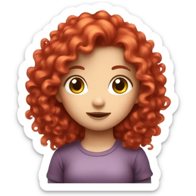 Girls with red long curly hair, classes , hello kitty sticker