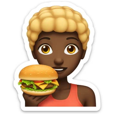 A black girl with burger  sticker