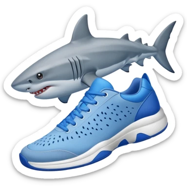 Un tiburón de 4 patas que lleve tenis azules sticker