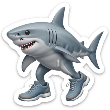 shark with legs and shoes sticker