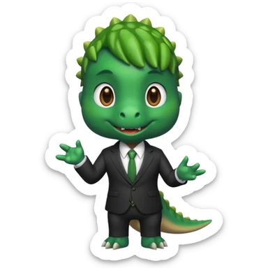 cute dinosaur (like the dinosaur memoji) in business suit sticker