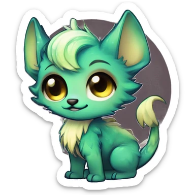 Cool cute Kawaii edgy fantasy shiny chibi animal creature fursona Fionbri vernid by griffsnuff & LiLaiRa & Falvie full bodyal sticker