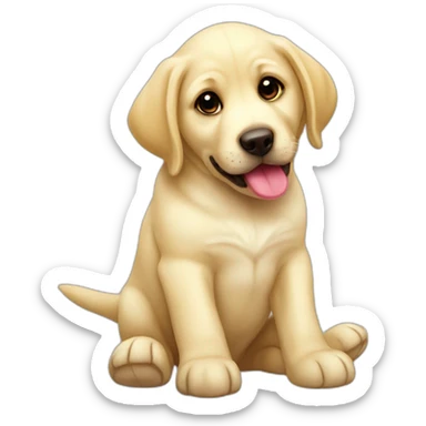 Very cute puppy yellow Labrador with stuffed toy in mouth sticker