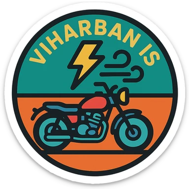 circular motorcycle cap design with the Hungarian phrase 'Viharban is', featuring motorcycle motifs like lightning, motor, wind, brave style sticker