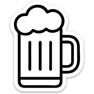 beer mug icon, outlined style, no fill, crisp and recognizable sticker