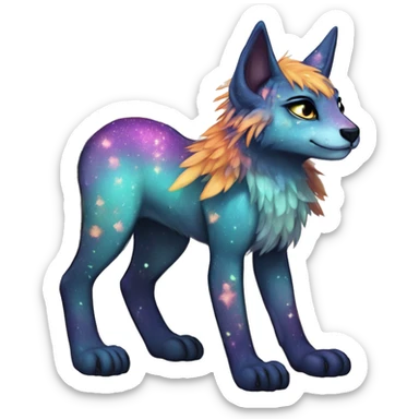 Cool cute Kawaii edgy fantasy animal sparkle fursona Fionbri creature by griffsnuff & LiLaiRa & Falvie full body sticker