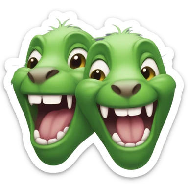 Three green rats evil laugh sticker
