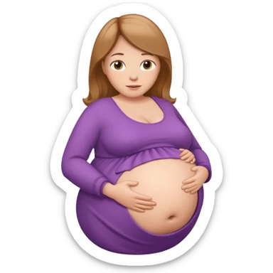very heavily pregnant overdue woman with very large belly sticker