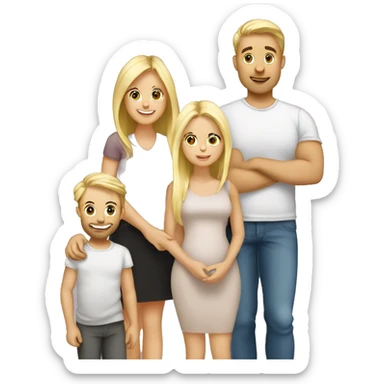 Family-with-father-mother-two-blondes-boy and baby girl sticker