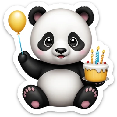 Cute Panda wishing  happy birthday sticker