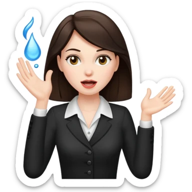 Classy brunette woman throwing up sticker