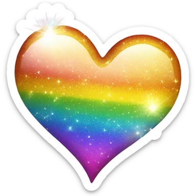 sparkly glittery shiny heart rainbow sticker