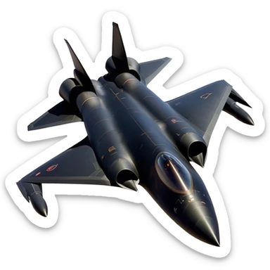 SR-71 Blackbird - Lockheed Martin (Stealth Grey) A sleek, high-speed reconnaissance aircraft with an elongated, needle-like fuselage and a smooth, aerodynamic design. The body is finished in a deep, matte jet-black with subtle panel lines and heat-resistant detailing. Its twin engines are seamlessly integrated into the structure, with sharp, swept-back wings that emphasize speed and stealth. The cockpit canopy is tinted, adding to its mysterious, high-tech aesthetic, while the overall silhouette exudes an aura of unmatched velocity and secrecy. sticker