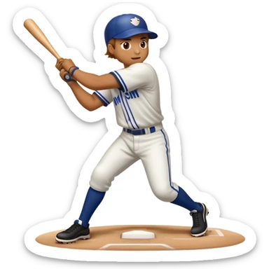 A baseball player hitting a homerun sticker