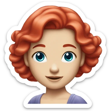 Create the Twin mermaid sister of Ariel who looks identical but with bright red hair and blue eyes sticker