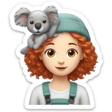 Red hair girl with her koala sticker
