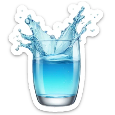 Sparkling splashing clear water in a clear glass  sticker