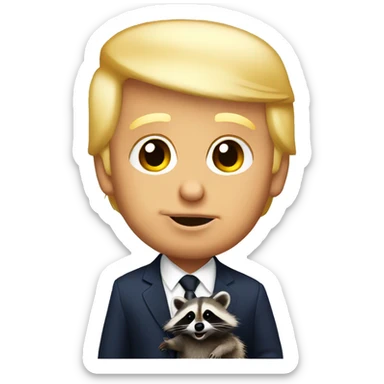 donald trump with a baby raccoon sticker