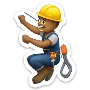 a lineman working on a power line sticker