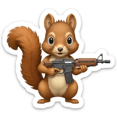 Squirrel holding m4 rifle sticker