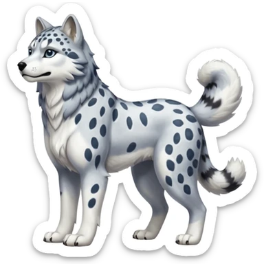 "Schnolf"-"TaniDaReal"-Husky-Snow-leopard-wolf-hybrid-fusion-animal-creature, full body sticker
