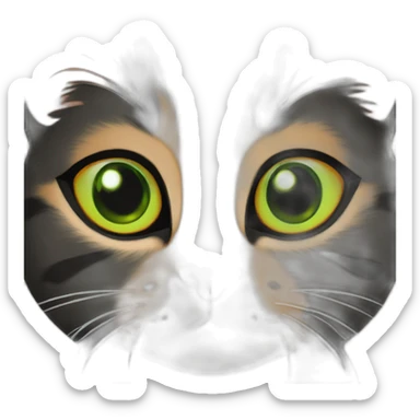 Black and Orange cat with green eyes sticker