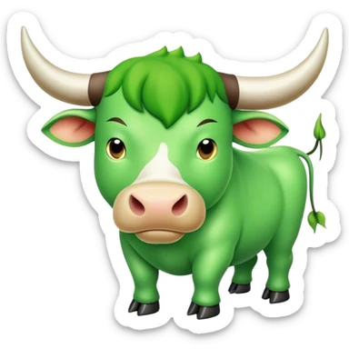 Green bull with bullish trend chart sticker
