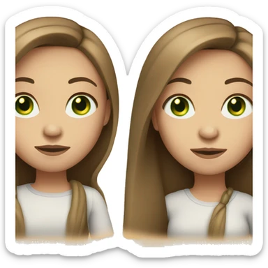 Women with brown straight long hair with a middle part that has green eyes and fair skin sticker
