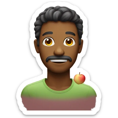 a man that he eat apple sticker
