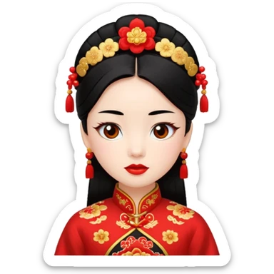 emoticon coqueto con disfraz chino sticker